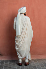 Load image into Gallery viewer, IVORY GEOMETRIC EMBROIDERED ACHKAN WITH MONGA KURT AND CHURIDAR
