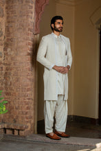 Load image into Gallery viewer, IVORY EMBROIDERED LONG JACKET WITH KURTA AND SALWAR
