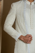 Load image into Gallery viewer, IVORY EMBROIDERED LONG JACKET WITH KURTA AND SALWAR
