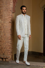 Load image into Gallery viewer, IVORY RAW SILK SHORT EMBROIDERED JACKET WITH VEST AND PANT
