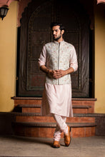 Load image into Gallery viewer, CREAM MATKA EMBROIDERED JACKET WITH BLUSH PINK KURTA AND CHURIDAR
