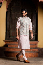 Load image into Gallery viewer, CREAM MATKA EMBROIDERED JACKET WITH BLUSH PINK KURTA AND CHURIDAR
