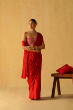 Load image into Gallery viewer, RUMAAN Draped Saree with Blouse &amp; Belt
