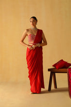 Load image into Gallery viewer, RUMAAN Draped Saree with Blouse &amp; Belt
