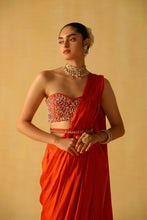 Load image into Gallery viewer, RUMAAN Draped Saree with Blouse &amp; Belt
