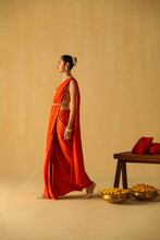 Load image into Gallery viewer, RUMAAN Draped Saree with Blouse &amp; Belt
