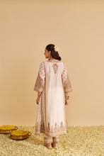 Load image into Gallery viewer, Zoya - Dabka Zardozi Embroidered Rich Banarasi Kalidaar Daisy Ivory Long Chauga Set
