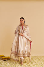Load image into Gallery viewer, Zoya - Dabka Zardozi Embroidered Rich Banarasi Kalidaar Daisy Ivory Long Chauga Set
