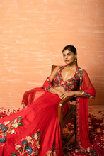 Load image into Gallery viewer, Red 3D Lehenga Set
