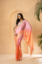 Load image into Gallery viewer, Pink-Peach ombre pre-stitched drape saree
