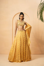 Load image into Gallery viewer, Golden mirror lehenga set
