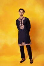 Load image into Gallery viewer, Blue Embroidered Kurta Pant
