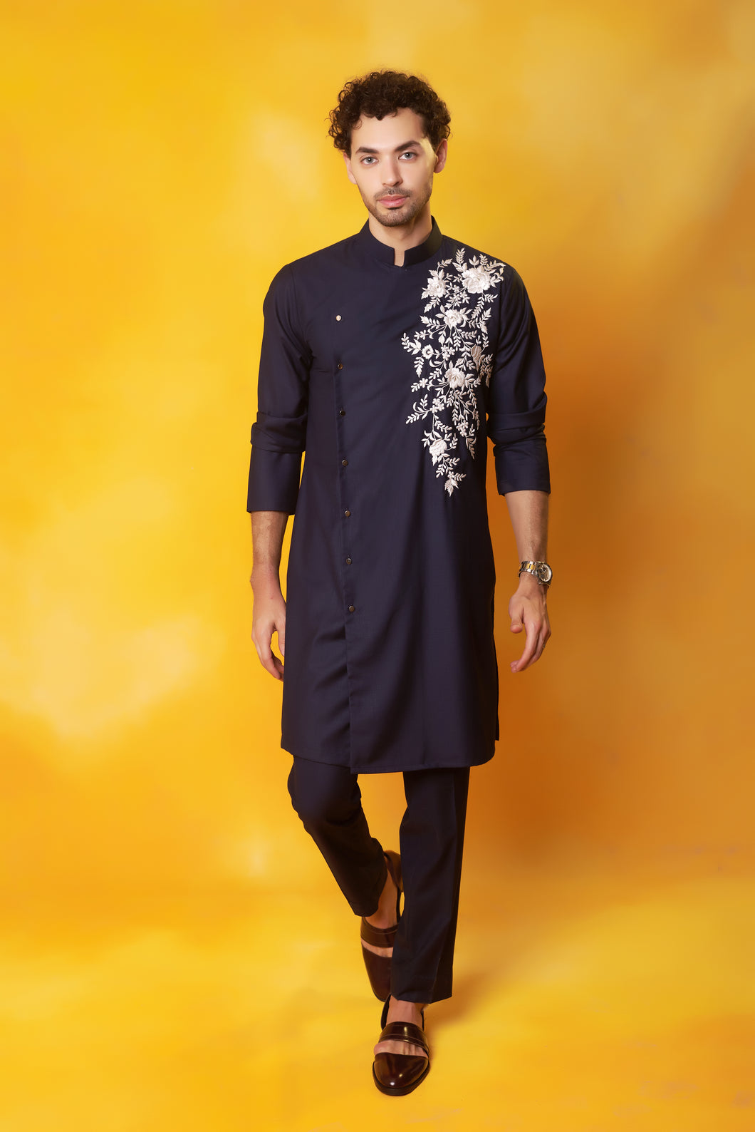 Blue Angrakha Embroidered Kurta