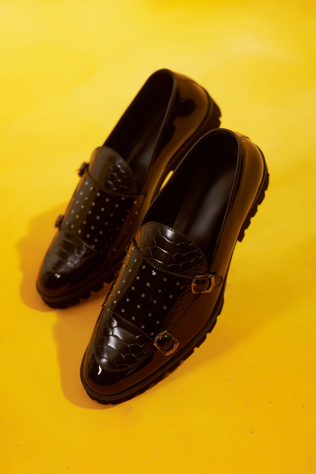 Patent Black with sequence work loafers