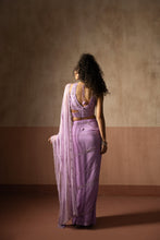 Load image into Gallery viewer, Predraped , lavender, hand embroidered net &amp; georgette saree
