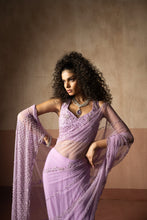 Load image into Gallery viewer, Predraped , lavender, hand embroidered net &amp; georgette saree
