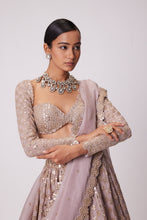 Load image into Gallery viewer, ASH PINK FLOWER EMBROIDERED LEHENGA SET
