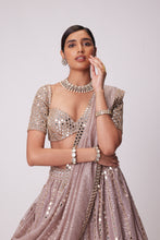 Load image into Gallery viewer, ASH PINK SEQUIN EMBROIDERED LEHENGA SET
