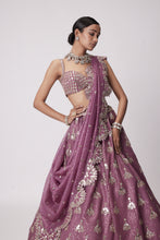 Load image into Gallery viewer, MUD  MAUVE SEQUIN EMBROIDERED LEHENGA SET
