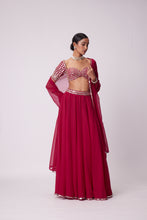 Load image into Gallery viewer, CRIMSON RED GEORGETTE LEHENGA PANTS SET
