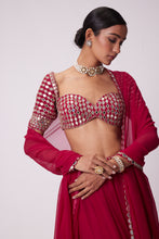 Load image into Gallery viewer, CRIMSON RED GEORGETTE LEHENGA PANTS SET
