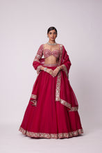 Load image into Gallery viewer, CRIMSON RED ORGANZA MIRROR LEHENGA SET
