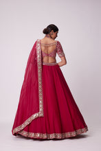 Load image into Gallery viewer, CRIMSON RED ORGANZA MIRROR LEHENGA SET
