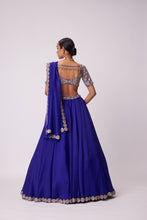 Load image into Gallery viewer, PERSIAN BLUE ORGANZA HAND EMBROIDERED LEHENGA SET
