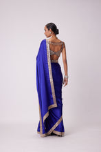 Load image into Gallery viewer, PERSIAN  BLUE SATIN SAREE SET
