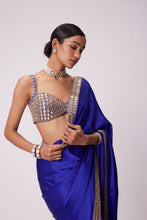 Load image into Gallery viewer, PERSIAN  BLUE SATIN SAREE SET
