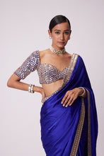 Load image into Gallery viewer, PERSIAN  BLUE SATIN SAREE SET
