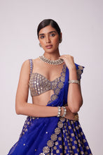 Load image into Gallery viewer, PERSIAN  BLUE FLOWER LEHENGA SET
