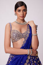 Load image into Gallery viewer, PERSIAN  BLUE FLOWER LEHENGA SET
