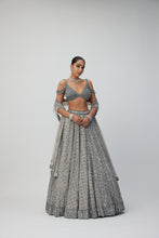 Load image into Gallery viewer, Crystal Grey Sequins embroidered Lehenga Set
