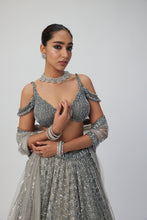 Load image into Gallery viewer, Crystal Grey Sequins embroidered Lehenga Set
