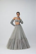 Load image into Gallery viewer, Crystal Grey Tulle Lehenga Set
