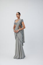 Load image into Gallery viewer, Crystal Grey Pre Draped Saree Set
