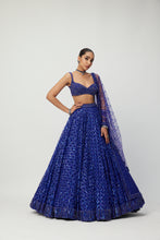 Load image into Gallery viewer, Cocktail Blue Sequins Embroidered Lehenga Set
