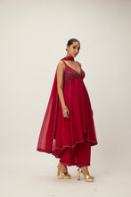 Load image into Gallery viewer, Ruby Red crystal embellished Kurta Set
