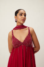 Load image into Gallery viewer, Ruby Red crystal embellished Kurta Set
