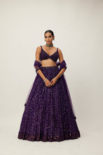 Load image into Gallery viewer, Royalty Purple Crystal Embroidered Lehenga Set
