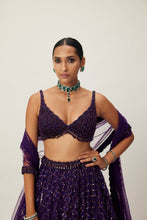 Load image into Gallery viewer, Royalty Purple Crystal Embroidered Lehenga Set
