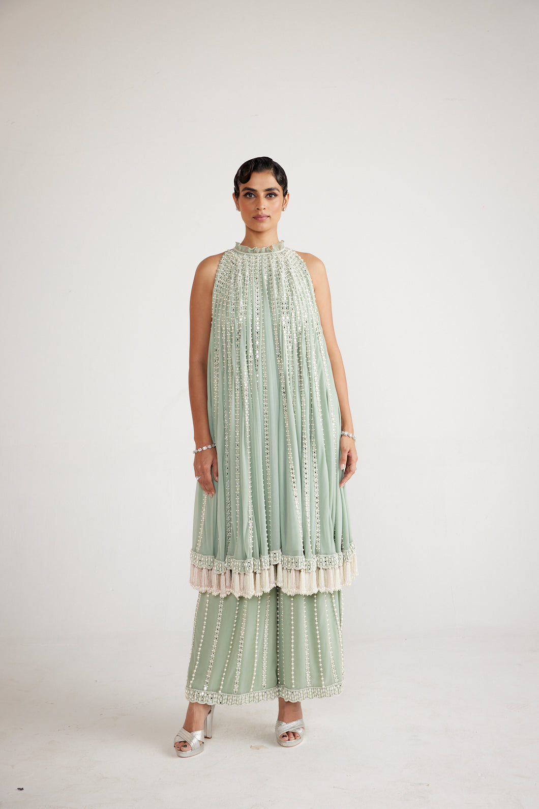 Powder Mint Green Chandelier Drop Kurta Set