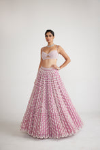 Load image into Gallery viewer, Onion Pink Chandelier Pearl Drop Lehenga Set
