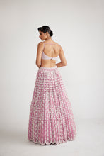 Load image into Gallery viewer, Onion Pink Chandelier Pearl Drop Lehenga Set
