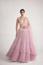 Load image into Gallery viewer, Onion Pink Chandelier Pearl Drop Lehenga Set
