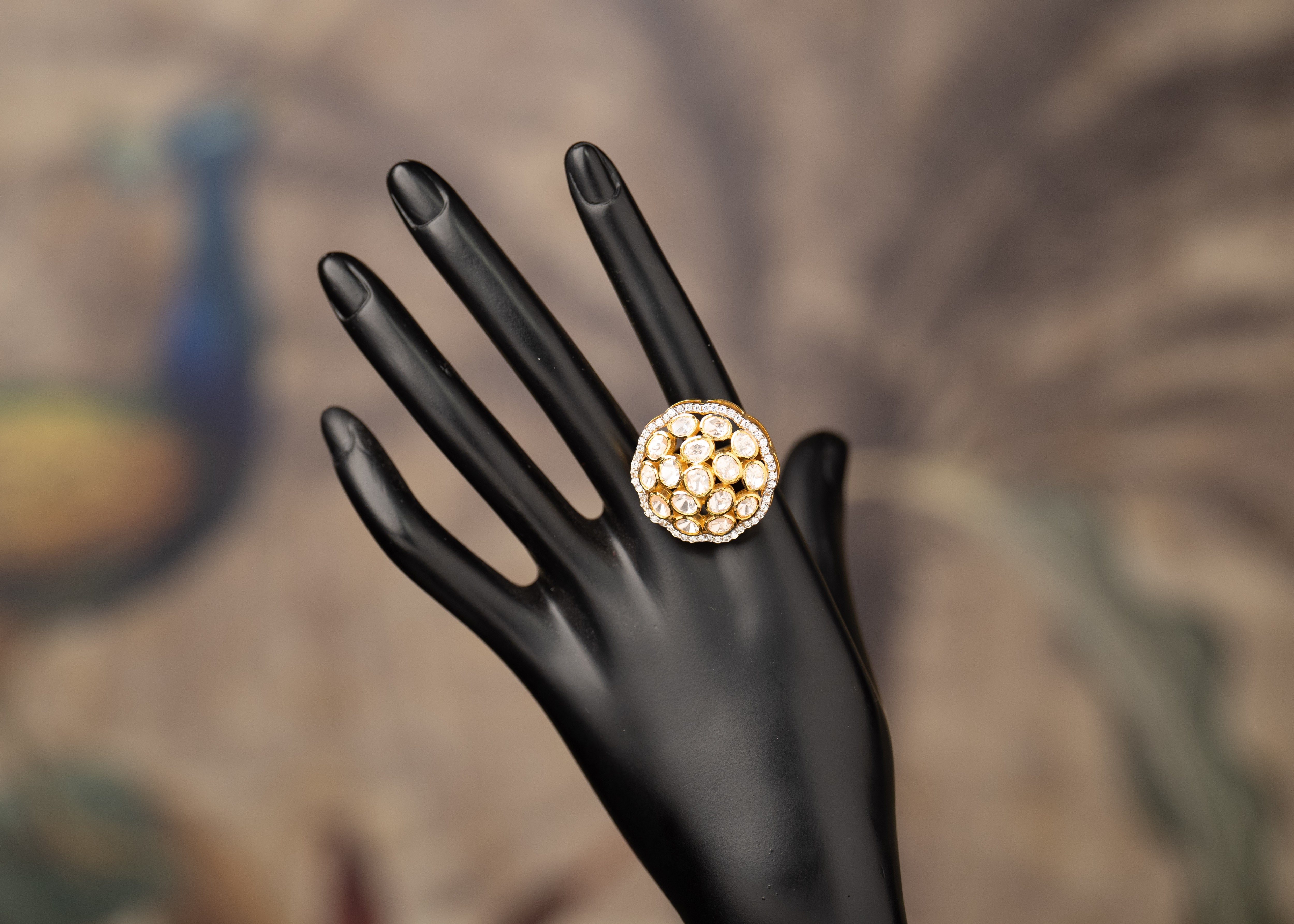Handcrafted 92.5 Silver Chakri Ring with Polkies - Timeless Elegance ...