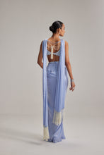 Load image into Gallery viewer, Dew Blue Satin Draped Skirt Set
