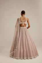 Load image into Gallery viewer, Ash Pink Pearl Mirror linear Lehenga with V neck Blouse
