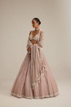 Load image into Gallery viewer, Ash Pink Pearl Mirror linear Lehenga with V neck Blouse
